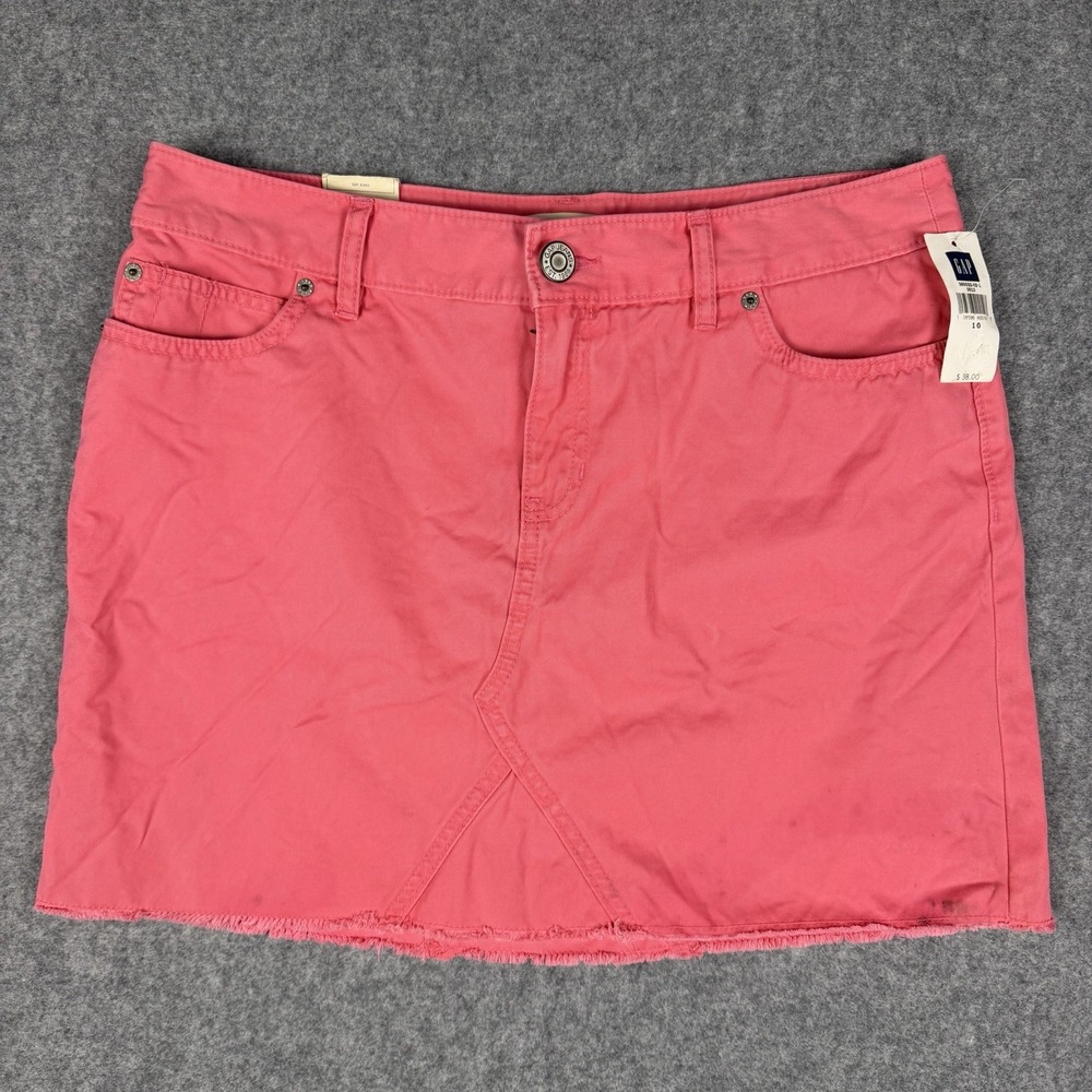 GAP Jeans Pink Denim Skirt NWT Size 10 Frayed Hem Casual Y2K Mini Skirt Summer